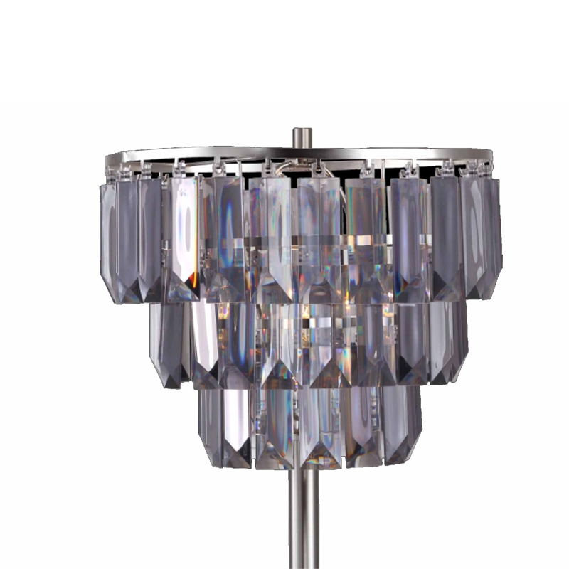 Lesy Accent Table Lamp- 28 Inch- Smoke Gray Crystal Shade- Metal Base