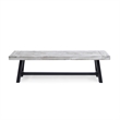 Outdoor Dining Bench- 63 Inch Sandblasted Gray Slatted Seat- Black Legs
