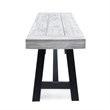 Outdoor Dining Bench- 63 Inch Sandblasted Gray Slatted Seat- Black Legs
