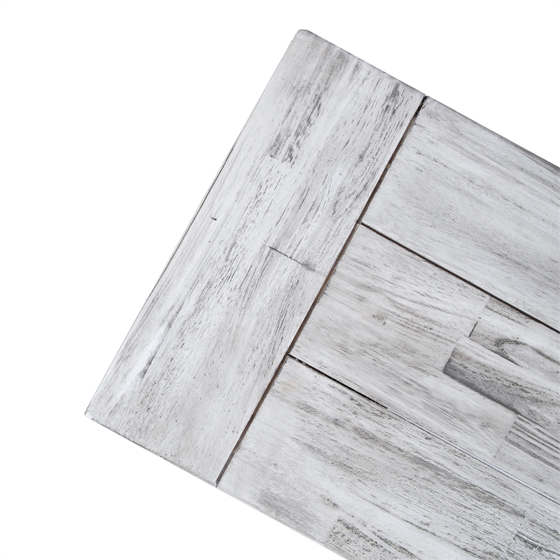 Outdoor Dining Bench- 63 Inch Sandblasted Gray Slatted Seat- Black Legs