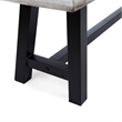 Outdoor Dining Bench- 63 Inch Sandblasted Gray Slatted Seat- Black Legs
