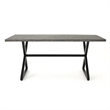 Outdoor Dining Table- 71 Inch Gray Rectangular Top- Black Steel Legs
