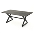 Outdoor Dining Table- 71 Inch Gray Rectangular Top- Black Steel Legs