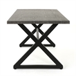 Outdoor Dining Table- 71 Inch Gray Rectangular Top- Black Steel Legs