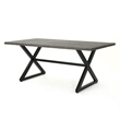 Outdoor Dining Table- 71 Inch Gray Rectangular Top- Black Steel Legs