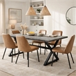 Outdoor Dining Table- 71 Inch Gray Rectangular Top- Black Steel Legs