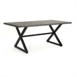 Outdoor Dining Table- 71 Inch Gray Rectangular Top- Black Steel Legs