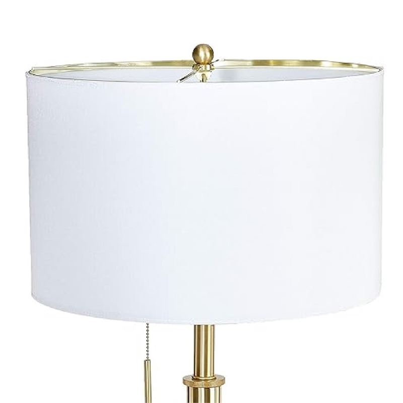 Simi Table Lamp- Adjustable Tripod- White Linen Shade- Gold Metal