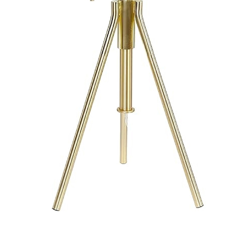 Simi Table Lamp- Adjustable Tripod- White Linen Shade- Gold Metal
