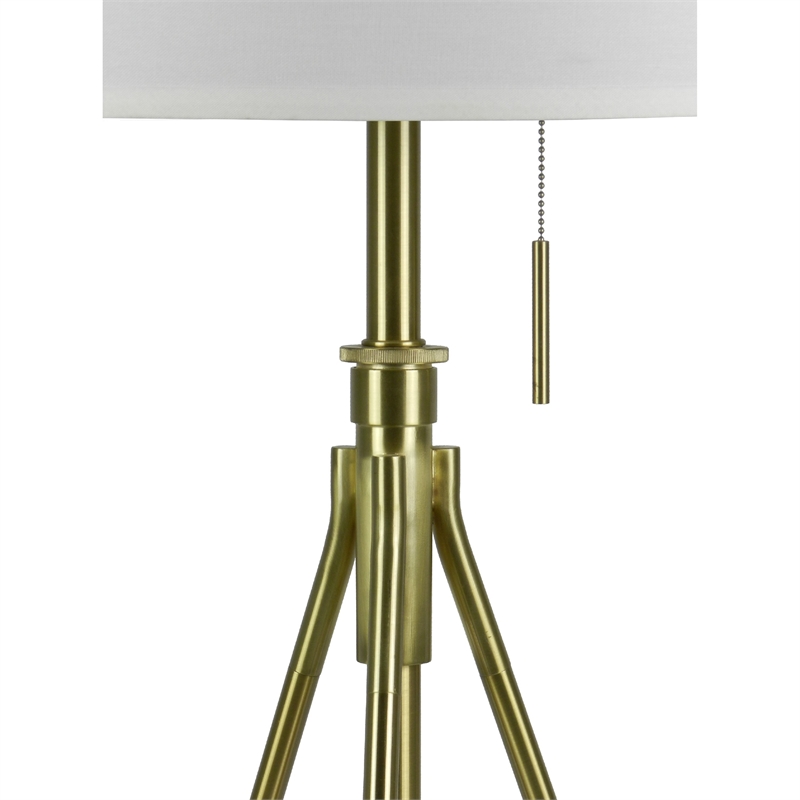 Simi Table Lamp- Adjustable Tripod- White Linen Shade- Nickel Metal
