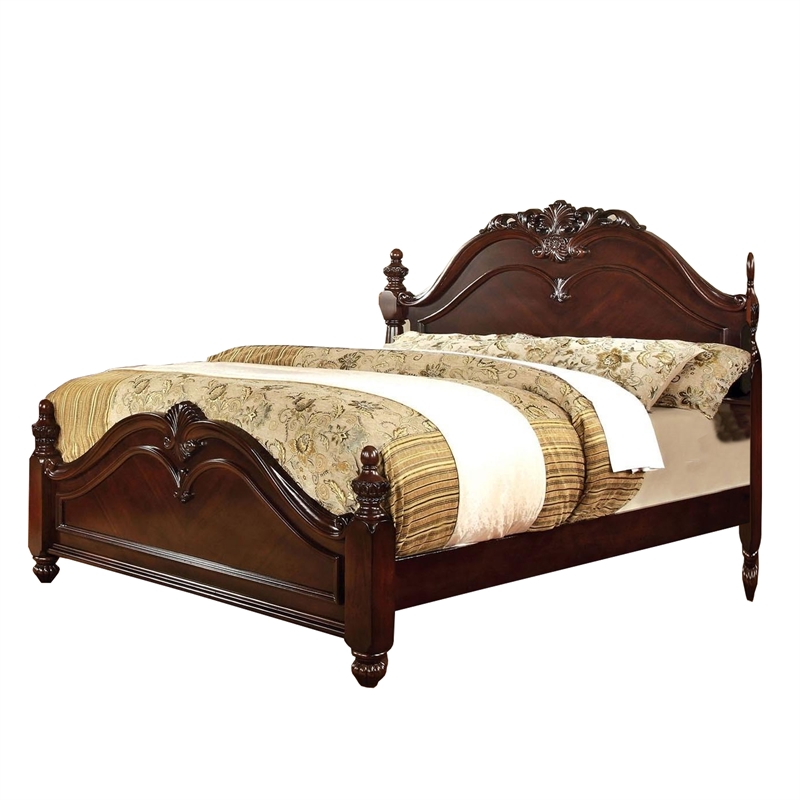 Queen Bedroom Set- Brown Wood- 2 Piece Set with Nightstand