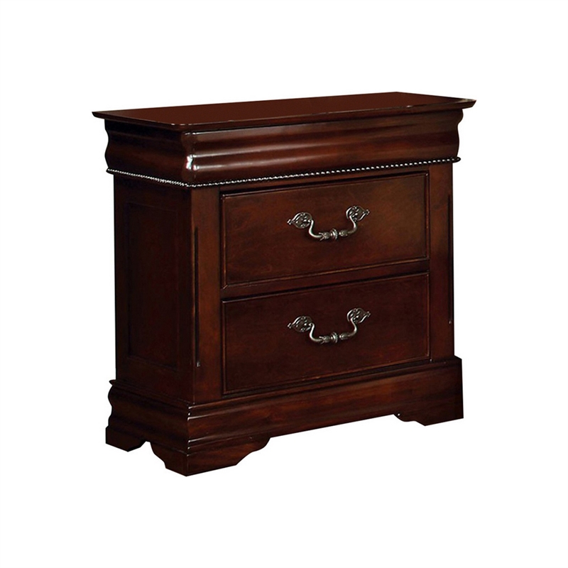 Queen Bedroom Set- Brown Wood- 2 Piece Set with Nightstand
