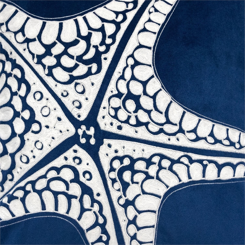 Throw Pillow Cover- Starfish Design- Coastal Indigo Velvet 20 Inch Square