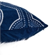 Zey Throw Pillow Cover- Snowflake Embroidered Blue Velvet- 20 Inch Square