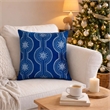 Zey Throw Pillow Cover- Snowflake Embroidered Blue Velvet- 20 Inch Square