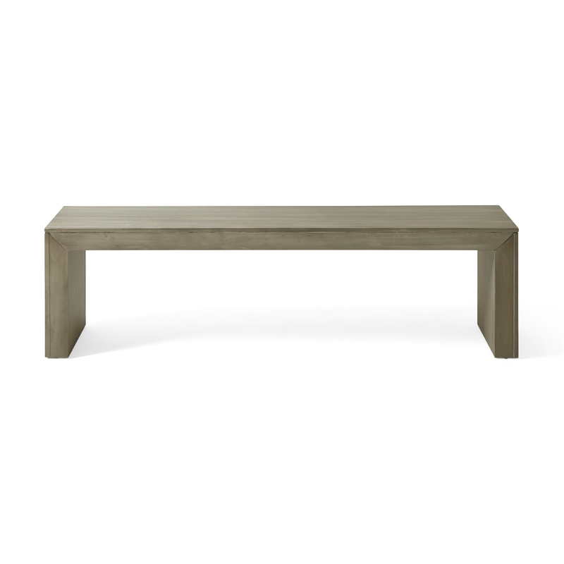 Dining Bench- Rectangular Seat Panel Legs- Gray and Taupe Wood- 63 Inch