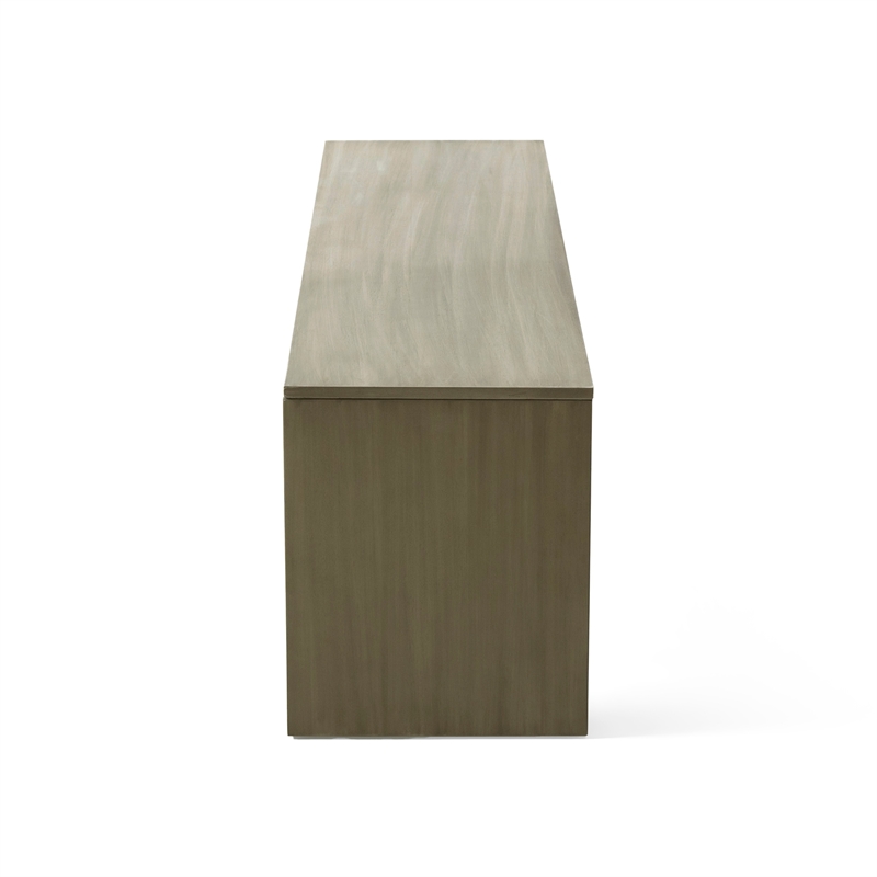 Dining Bench- Rectangular Seat Panel Legs- Gray and Taupe Wood- 63 Inch
