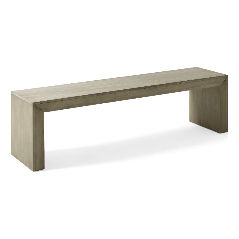 Dining Bench- Rectangular Seat Panel Legs- Gray and Taupe Wood- 63 Inch