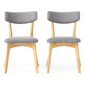 Bety Dining Side Chair Set of 2- Oak Brown Design- Dark Gray Fabric