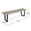 Cior Outdoor Dining Bench- 62 Inch Slatted Gray Acacia Wood- Sled Base