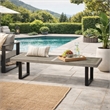 Cior Outdoor Dining Bench- 62 Inch Slatted Gray Acacia Wood- Sled Base