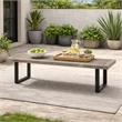 Cior Outdoor Dining Bench- 62 Inch Slatted Gray Acacia Wood- Sled Base