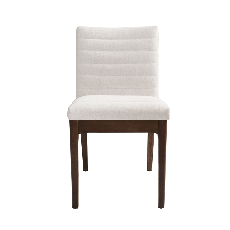 Dining Side Chair Set of 2-- Channel Stitching- Light Beige Fabric