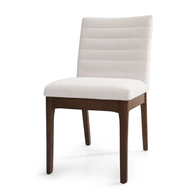 Dining Side Chair Set of 2-- Channel Stitching- Light Beige Fabric