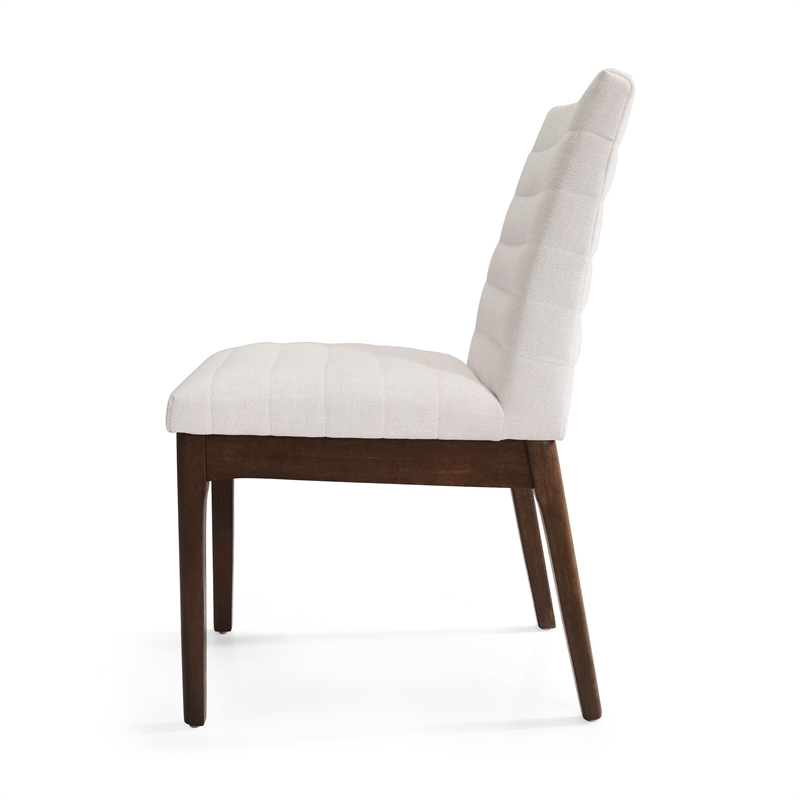 Dining Side Chair Set of 2-- Channel Stitching- Light Beige Fabric