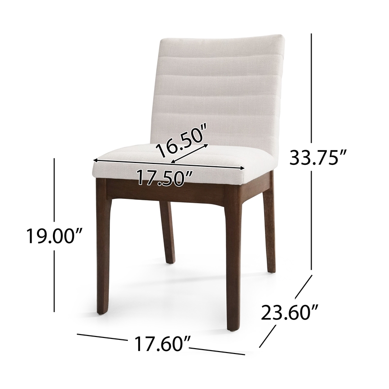 Dining Side Chair Set of 2-- Channel Stitching- Light Beige Fabric