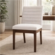 Dining Side Chair Set of 2-- Channel Stitching- Light Beige Fabric