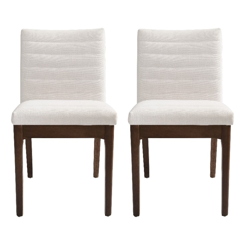 Dining Side Chair Set of 2-- Channel Stitching- Light Beige Fabric