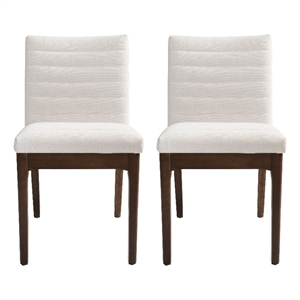 Dining Side Chair Set of 2-- Channel Stitching- Light Beige Fabric