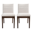 Dining Side Chair Set of 2-- Channel Stitching- Light Beige Fabric