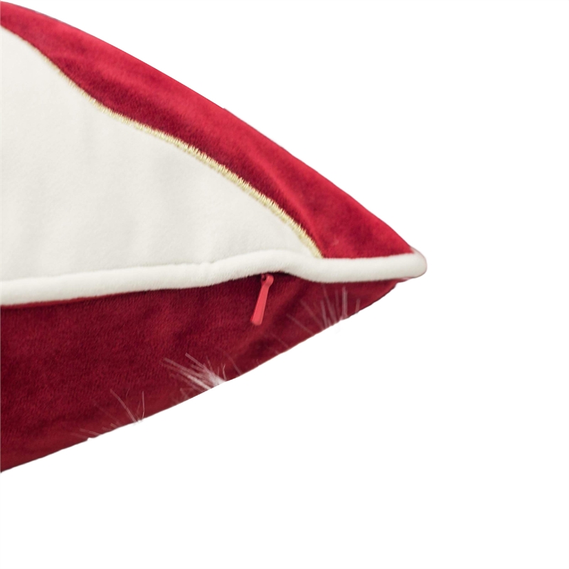 Lopa Square Throw Pillow- Holiday Reindeer Embroidery- Red Velvet 20 Inch