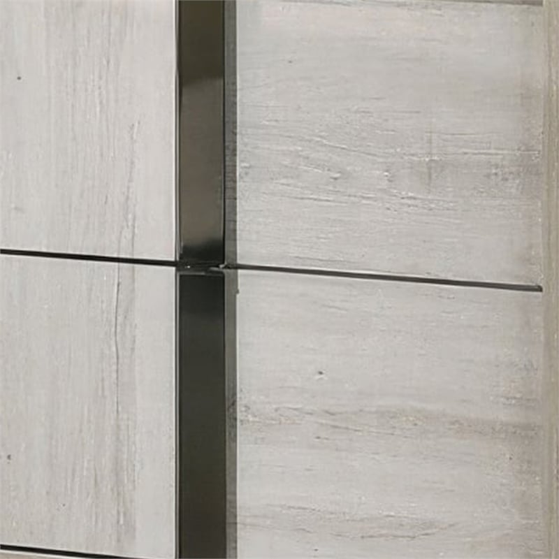 Queen Bedroom Set- White Wash- Chrome- 2 Piece Set with Nightstand