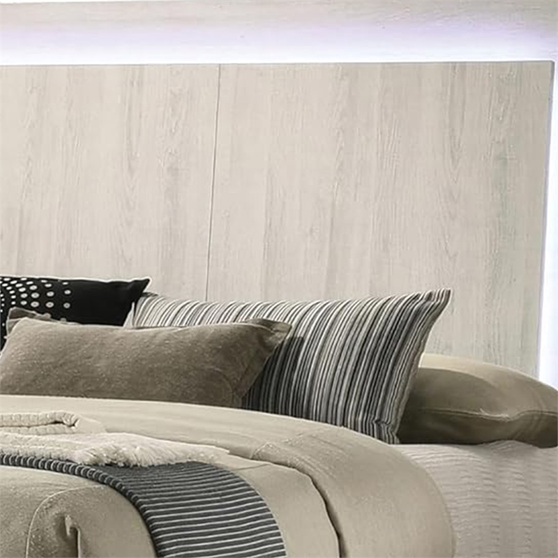 Queen Bedroom Set- White Wash- Chrome- 3 Piece Set with 2 Nightstands