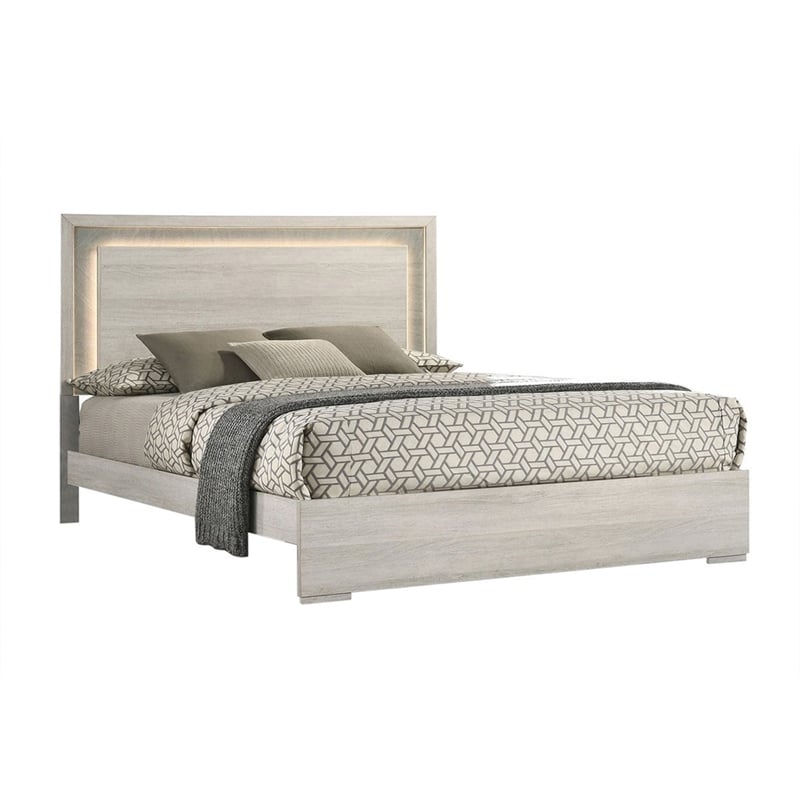 Queen Bedroom Set- White Wash- Stone Gray- 2 Piece Set with Nightstand