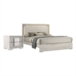 Queen Bedroom Set- White Wash- Stone Gray- 2 Piece Set with Nightstand