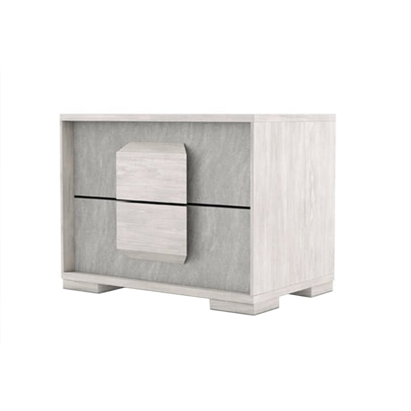 Queen Bedroom Set- White Wash- Stone Gray- 3 Piece Set with 2 Nightstands