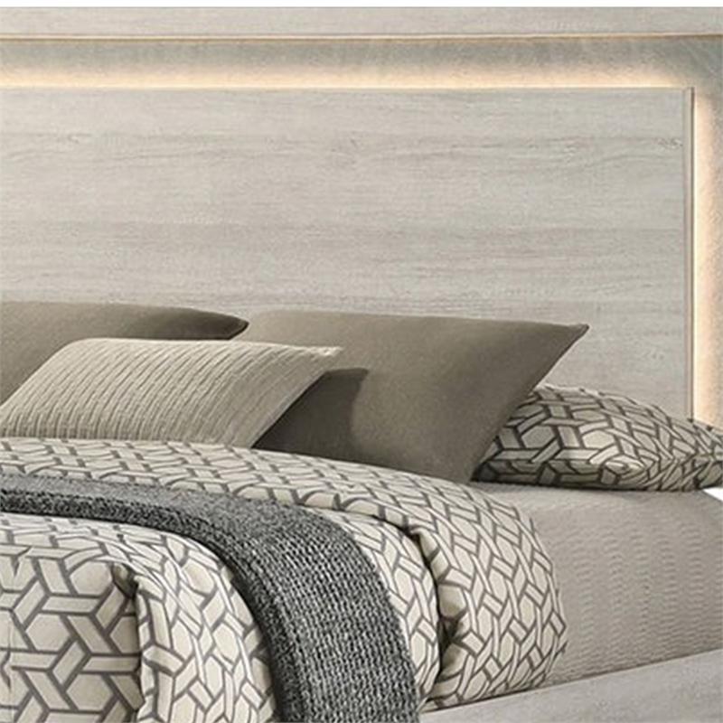 Queen Bedroom Set- White Wash- Stone Gray- 3 Piece Set with 2 Nightstands