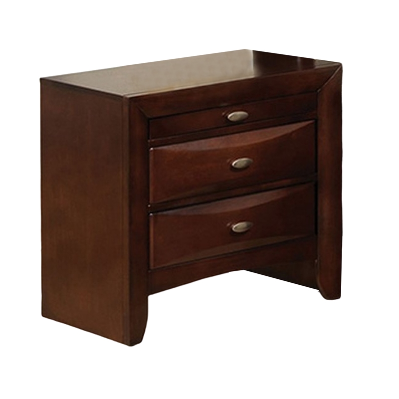 Queen Bedroom Set- Cherry Brown- Nickel Wood- 2 Piece Set with Nightstand