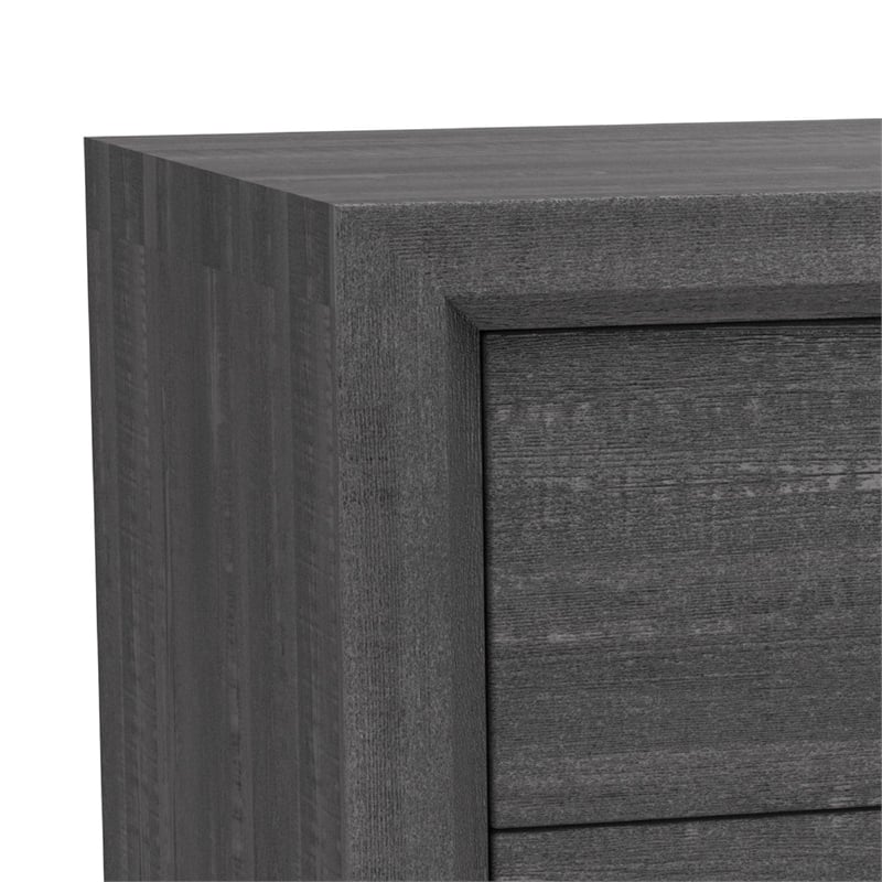 Queen Bedroom Set- Gray- Black Wood- 2 Piece Set with Nightstand