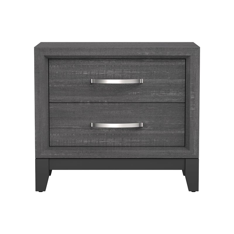 Queen Bedroom Set- Gray- Black Wood- 3 Piece Set with 2 Nightstands