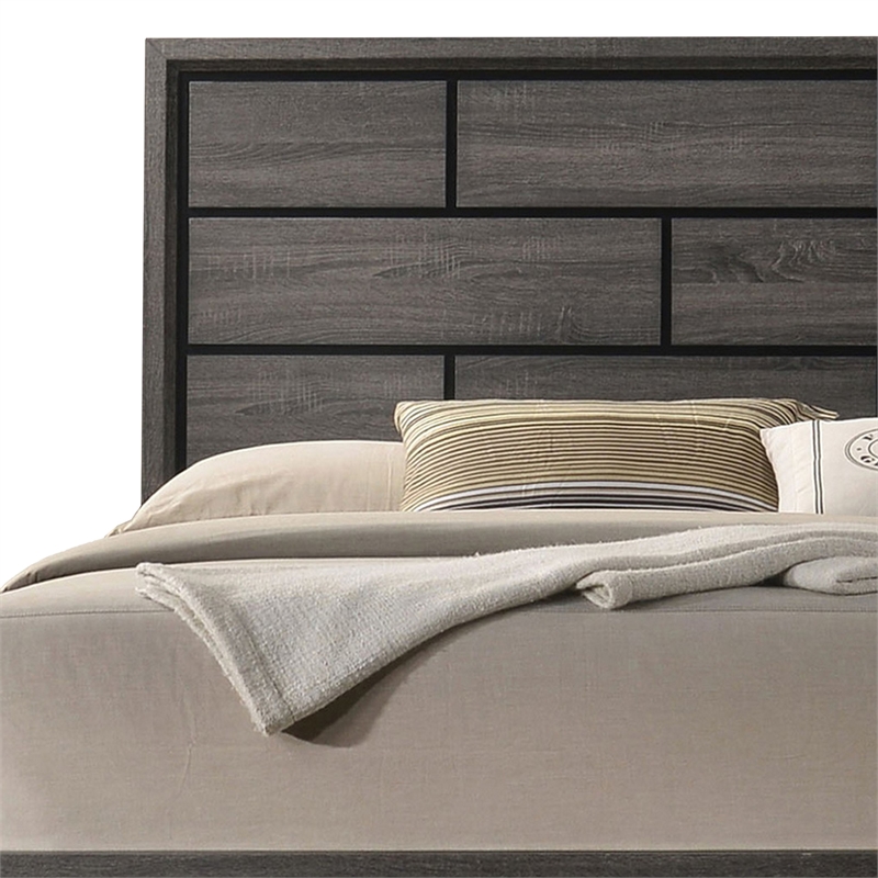 Queen Bedroom Set- Gray- Black Wood- 3 Piece Set with 2 Nightstands