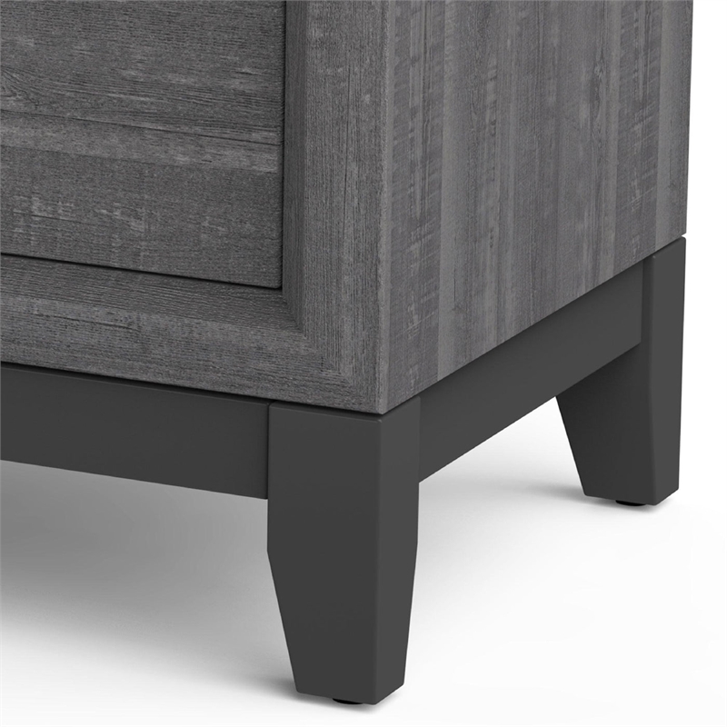 Queen Bedroom Set- Gray- Black Wood- 3 Piece Set with 2 Nightstands