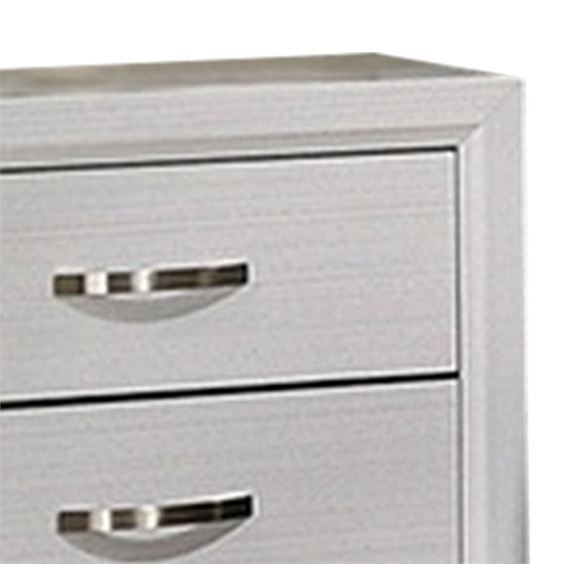 Queen Bedroom Set- White- Black- Nickel Wood- 2 Piece Set with Nightstand