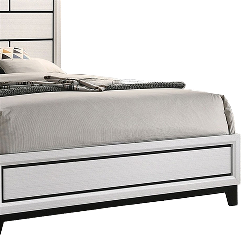 Queen Bedroom Set- White- Black- Nickel Wood- 2 Piece Set with Nightstand