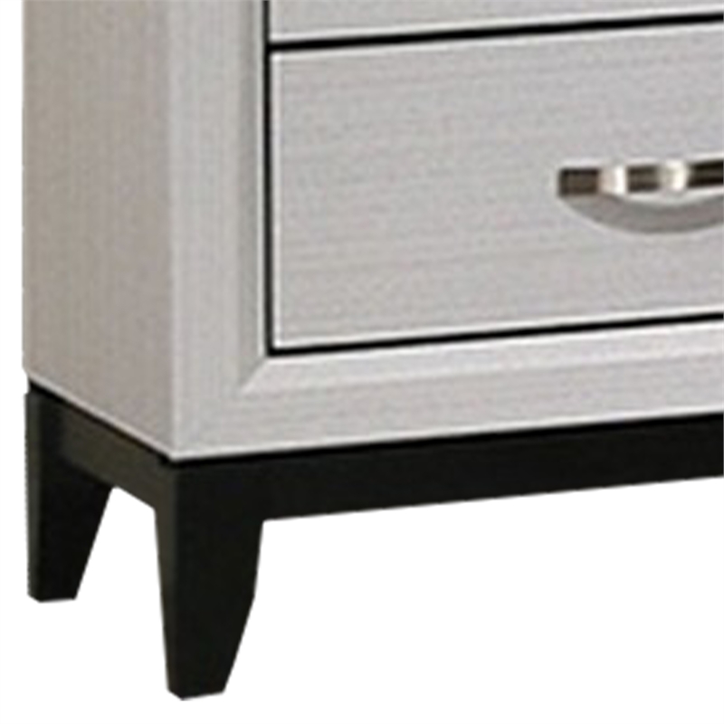 Queen Bedroom Set- White- Black- Nickel Wood- 3 Piece Set with 2 Nightstands
