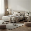 Queen Bedroom Set- White- Gold Wood- 2 Piece Set with Nightstand